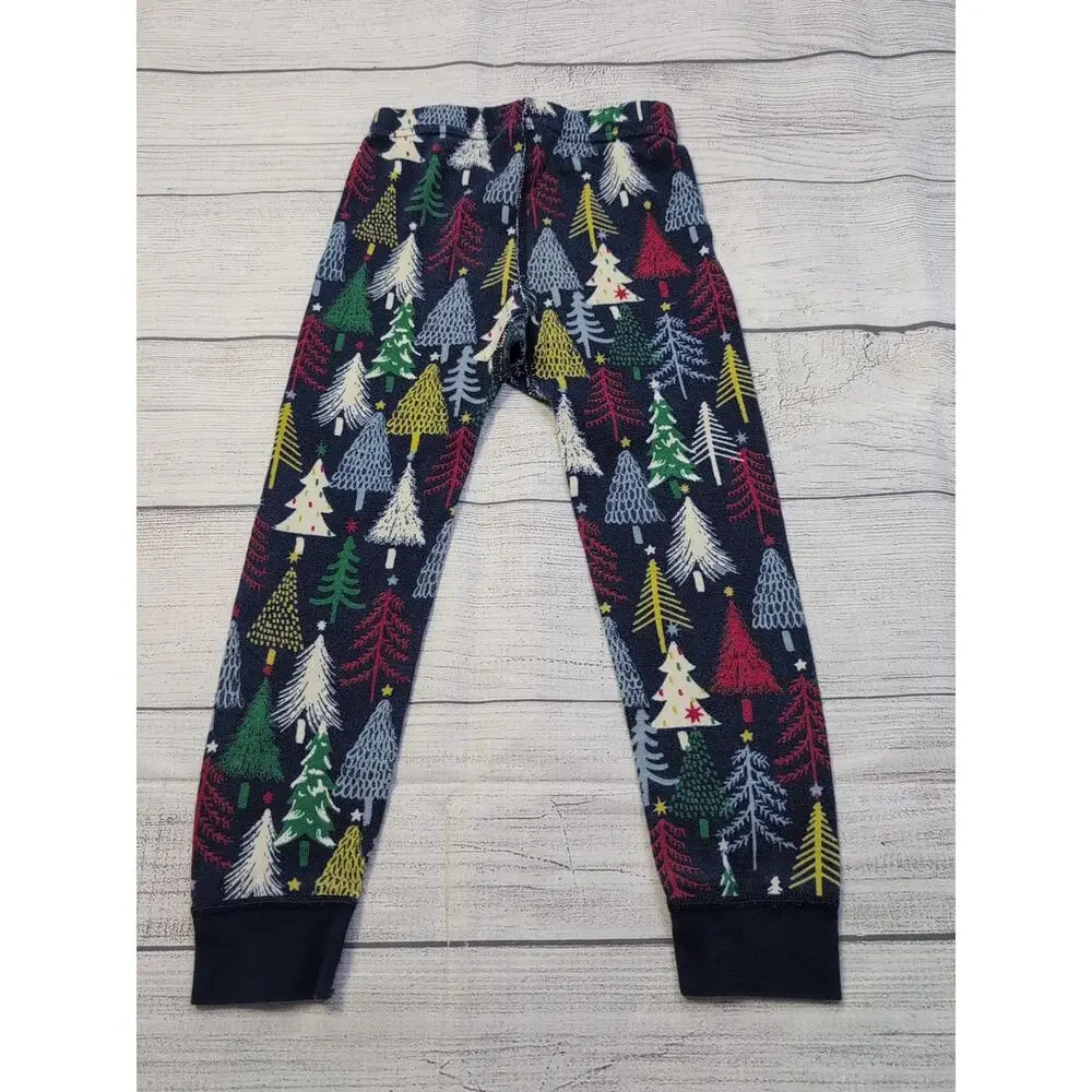 4 Hanna Andersson Twinkly Trees Long John Pajamas
